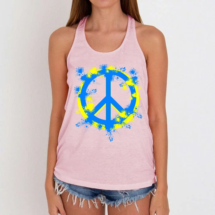 Ukraine Peace In Ukraine I Stand With Ukraine Flag Support Gift Women's Knotted Racerback Tank