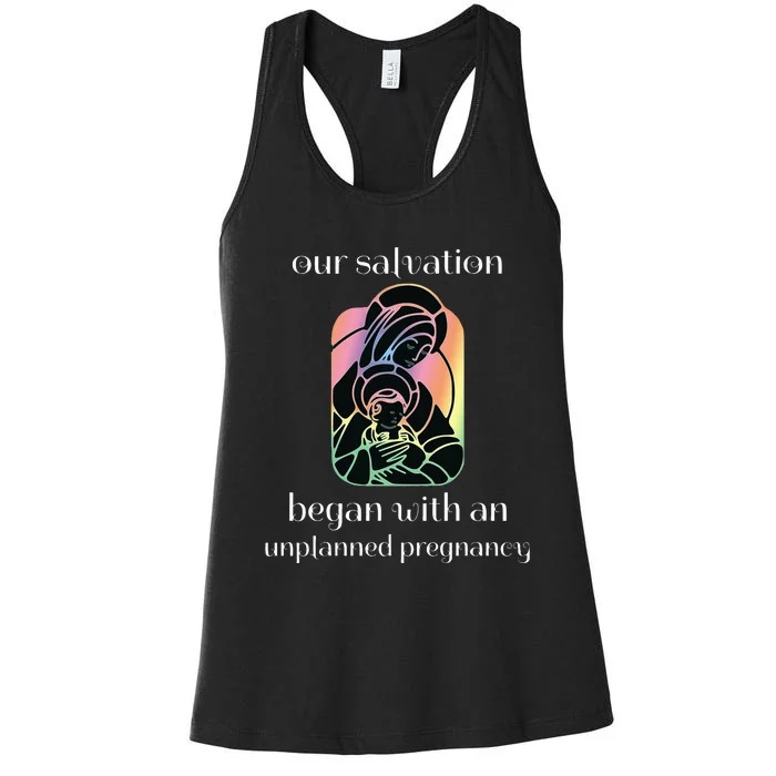 Unplanned Pregnancy Jesus & Mary Prolife Faith Women's Racerback Tank