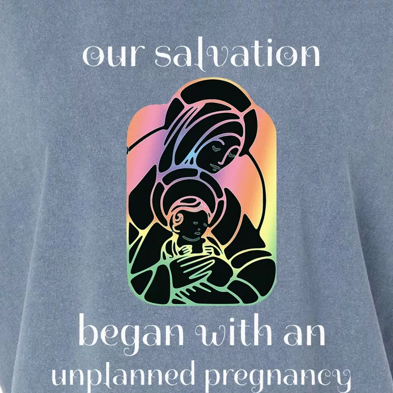 Unplanned Pregnancy Jesus & Mary Prolife Faith Garment-Dyed Women's Muscle Tee