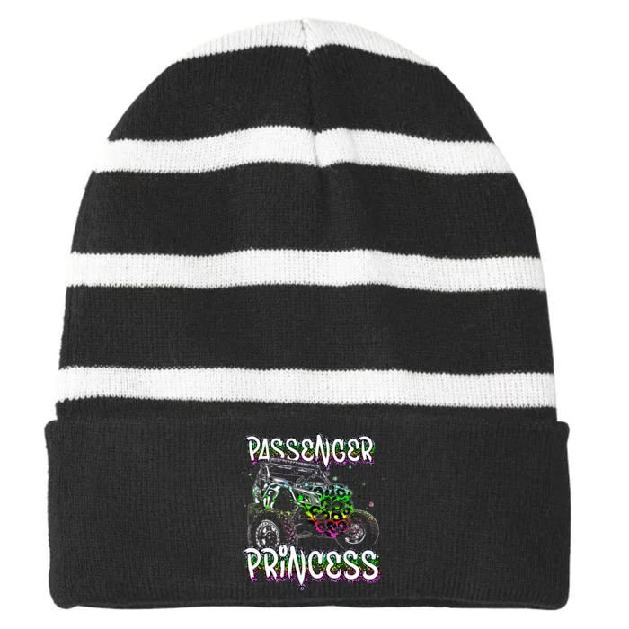 Utv Passengerprincess Lovers Utv Sxs Riding Dirty Offroad Striped Beanie with Solid Band