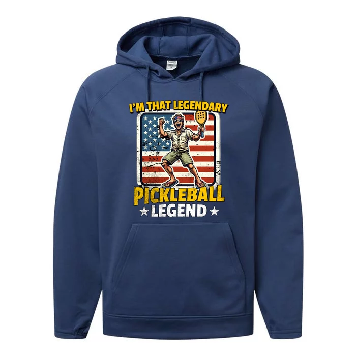 Us Pickleball Legend Pickleball Gift Performance Fleece Hoodie