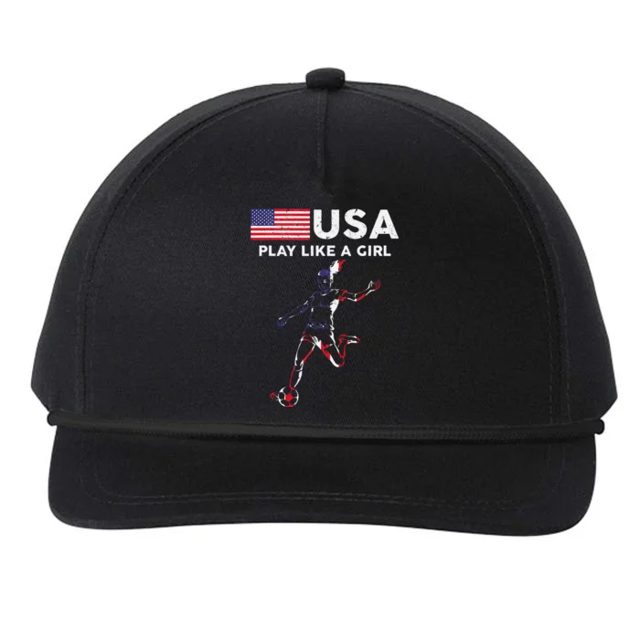 Usa Play Like A Girl Soccer Football Usa Flag Snapback Five-Panel Rope Hat