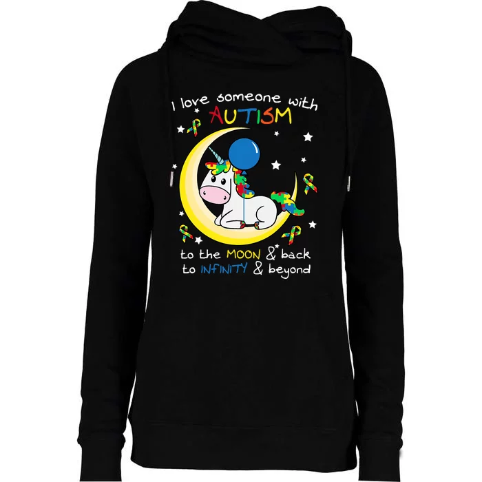 Unicorn Puzzle Moon Star Inspirational Autism Awareness Gift Womens Funnel Neck Pullover Hood