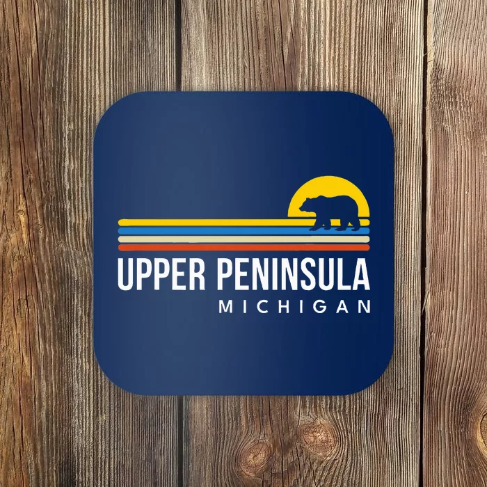 Upper Peninsula Michigan Mi Bear Vintage Retro Souvenirs Coaster