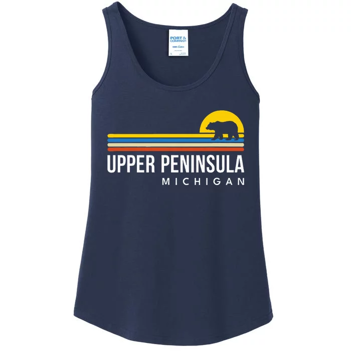 Upper Peninsula Michigan Mi Bear Vintage Retro Souvenirs Ladies Essential Tank