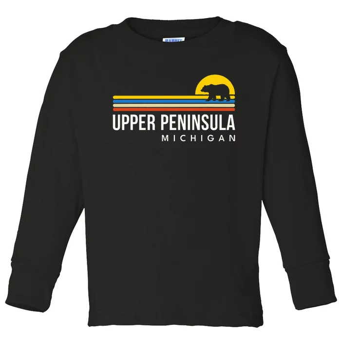 Upper Peninsula Michigan Mi Bear Toddler Long Sleeve Shirt