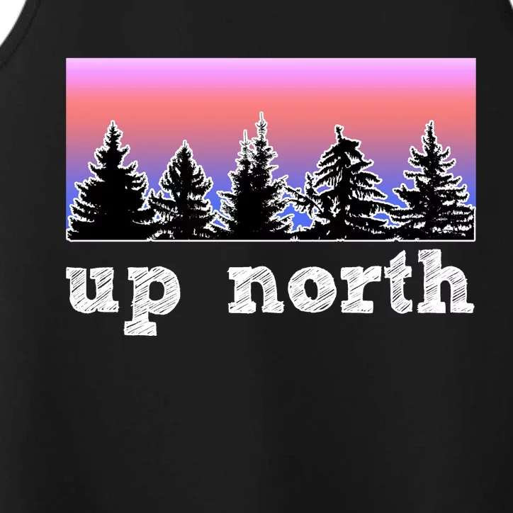 UpNorth Sunset Pine Tree Lake Life Nature Performance Tank