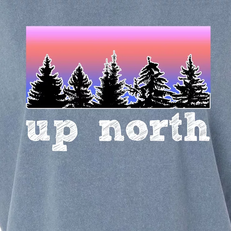 UpNorth Sunset Pine Tree Lake Life Nature Garment-Dyed Women's Muscle Tee