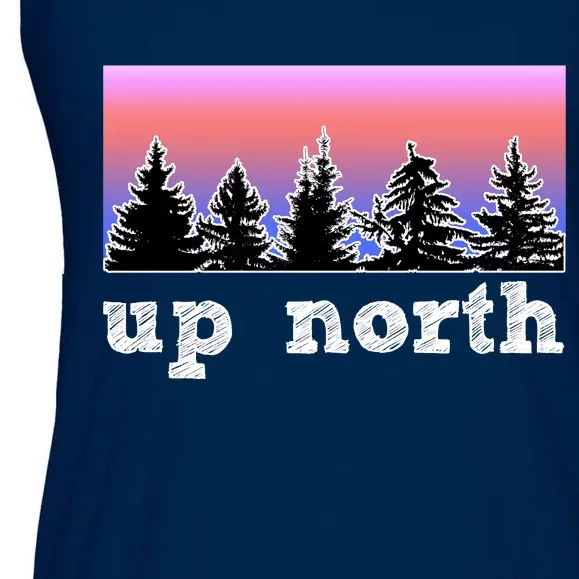 UpNorth Sunset Pine Tree Lake Life Nature Ladies Essential Flowy Tank