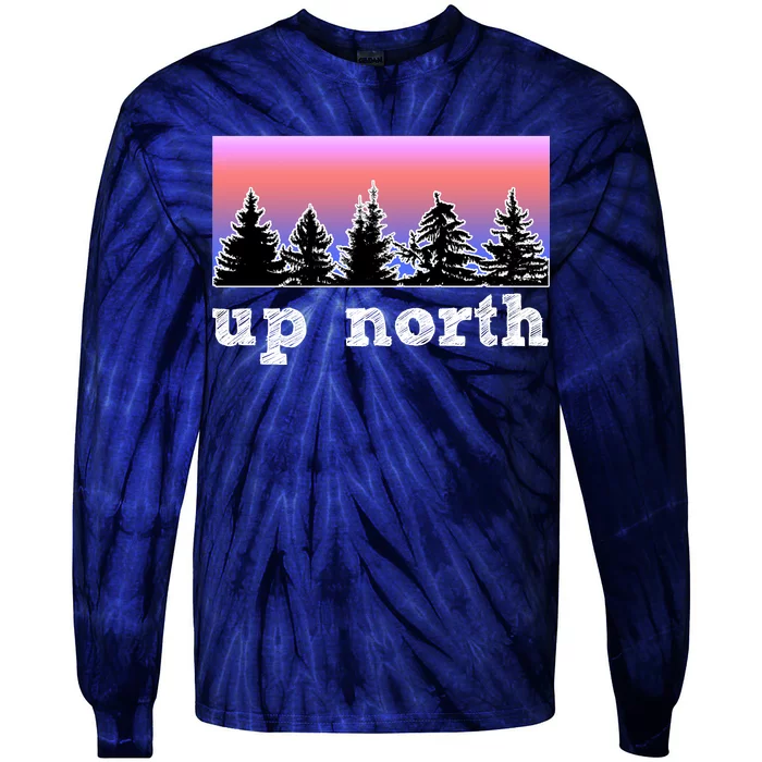 UpNorth Sunset Pine Tree Lake Life Nature Tie-Dye Long Sleeve Shirt