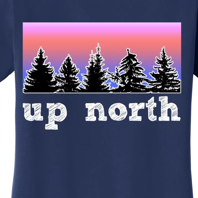 UpNorth Sunset Pine Tree Lake Life Nature Women's T-Shirt