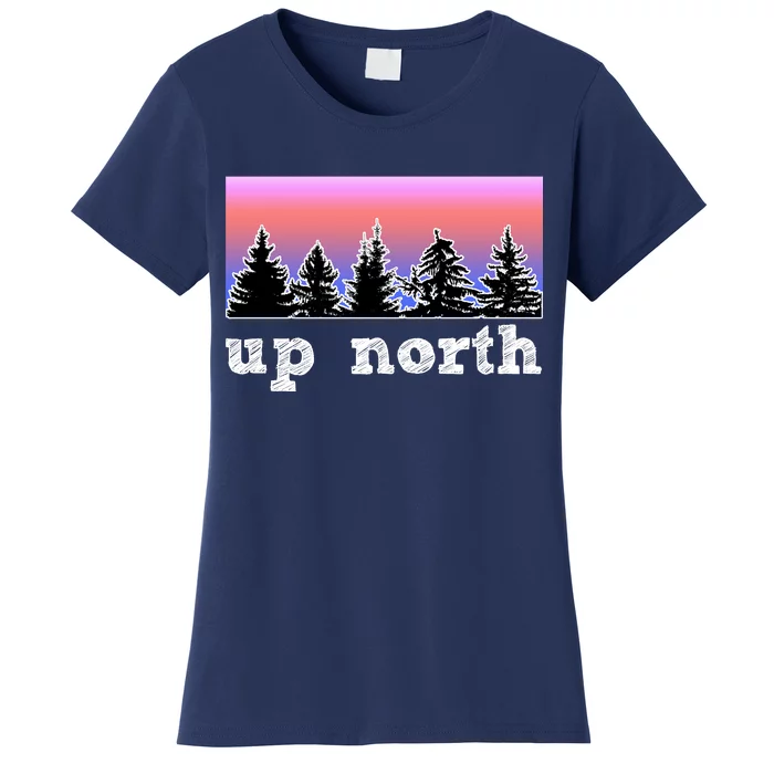 UpNorth Sunset Pine Tree Lake Life Nature Women's T-Shirt