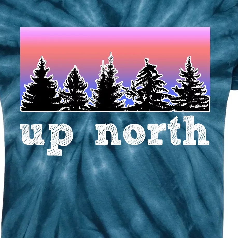 UpNorth Sunset Pine Tree Lake Life Nature Kids Tie-Dye T-Shirt