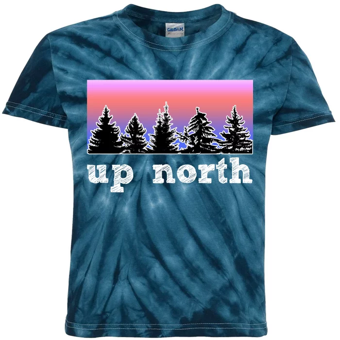 UpNorth Sunset Pine Tree Lake Life Nature Kids Tie-Dye T-Shirt