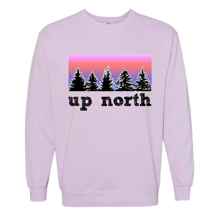 UpNorth Sunset Pine Tree Lake Life Nature Garment-Dyed Sweatshirt