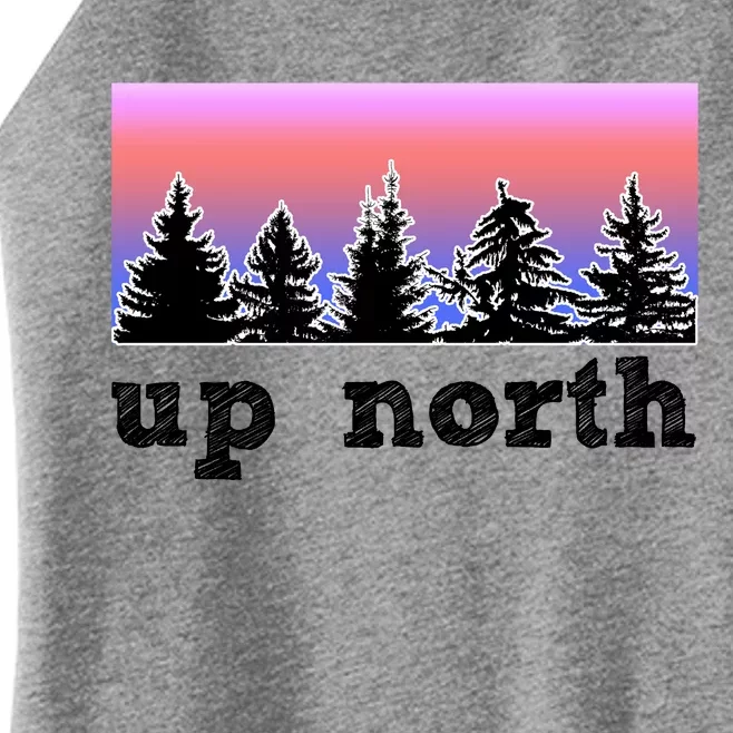 UpNorth Sunset Pine Tree Lake Life Nature Women’s Perfect Tri Rocker Tank