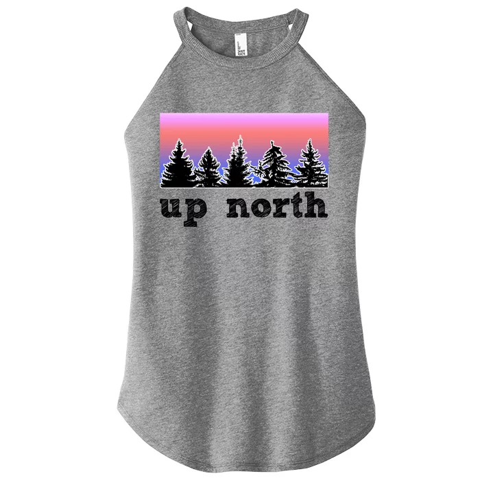 UpNorth Sunset Pine Tree Lake Life Nature Women’s Perfect Tri Rocker Tank