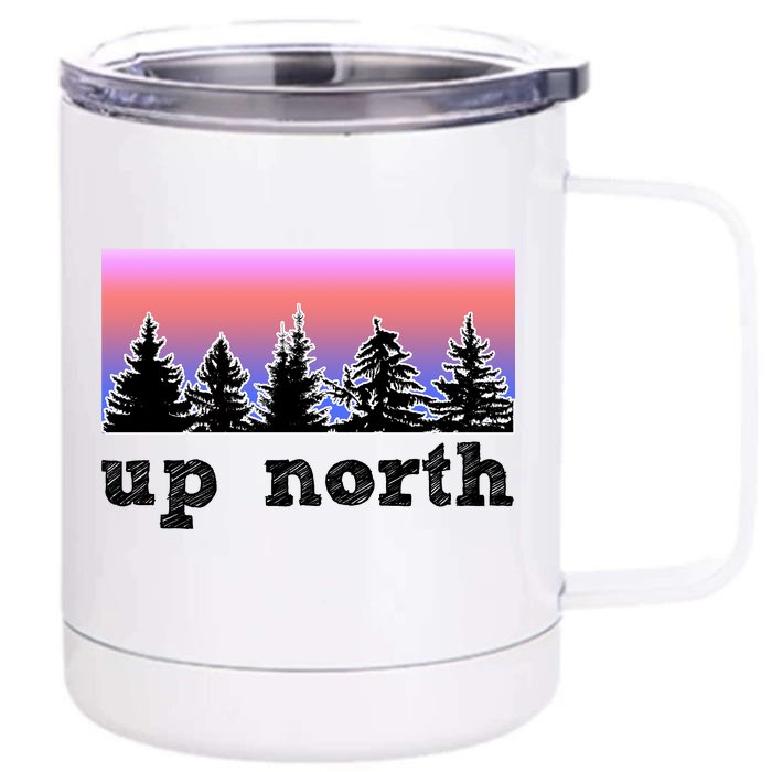 UpNorth Sunset Pine Tree Lake Life Nature Front & Back 12oz Stainless Steel Tumbler Cup