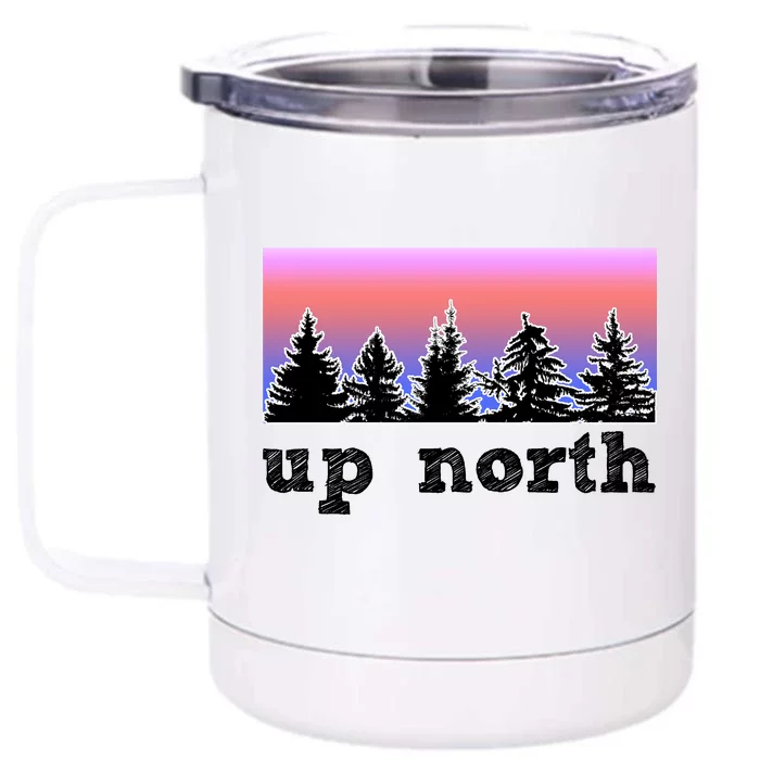 UpNorth Sunset Pine Tree Lake Life Nature Front & Back 12oz Stainless Steel Tumbler Cup