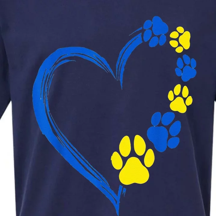 Ukraine Print Pawprint Heart Animal Lover Love Pet Dog Mom Sueded Cloud Jersey T-Shirt