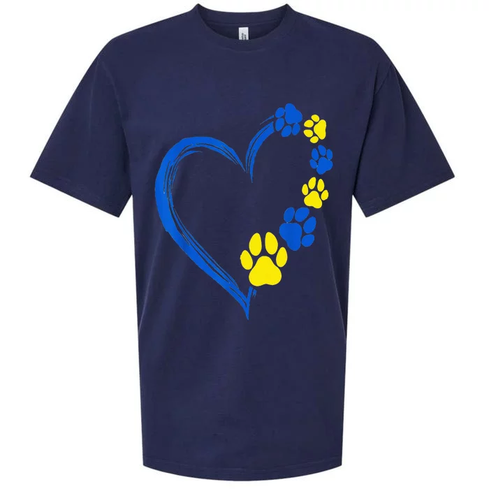 Ukraine Print Pawprint Heart Animal Lover Love Pet Dog Mom Sueded Cloud Jersey T-Shirt