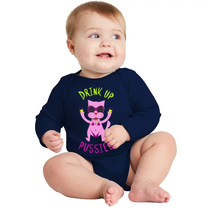 Up Pussies Party Witches And Bitches Gift Cat Lovers Sign Gift Baby Long Sleeve Bodysuit