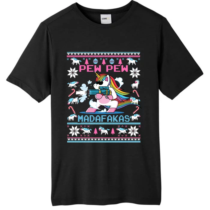 Unicorn Pew Pew Madafakas Ugly Christmas ChromaSoft Performance T-Shirt