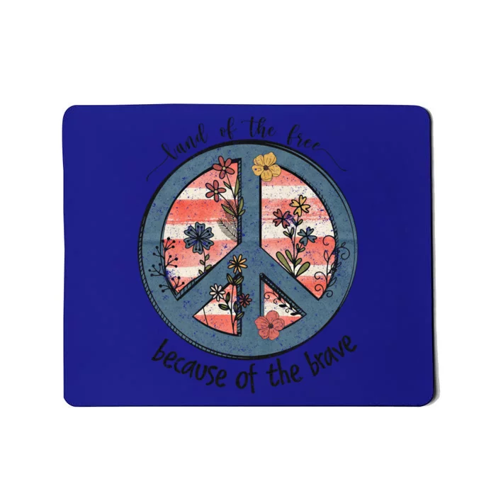 Usa Peace Sign Flag Land Of The Free Because Of The Brave Gift Mousepad