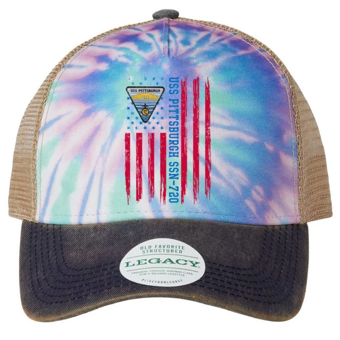 Uss Pittsburgh Ssn720 American Flag Submarine Ship Veteran Legacy Tie Dye Trucker Hat