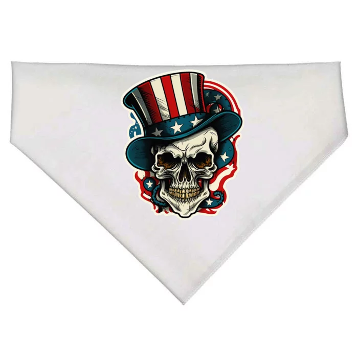 USA Proud Skull Top Hat American Flash Tattoo Retro 4th July USA-Made Doggie Bandana