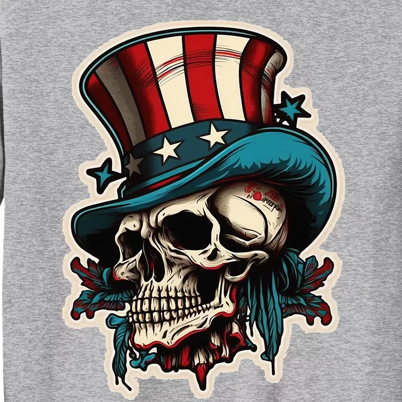 USA Proud Skull Top Hat American Flash Tattoo Retro July 4th Tall Sweatshirt