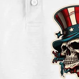 USA Proud Skull Top Hat American Flash Tattoo Retro July 4th Dry Zone Grid Performance Polo