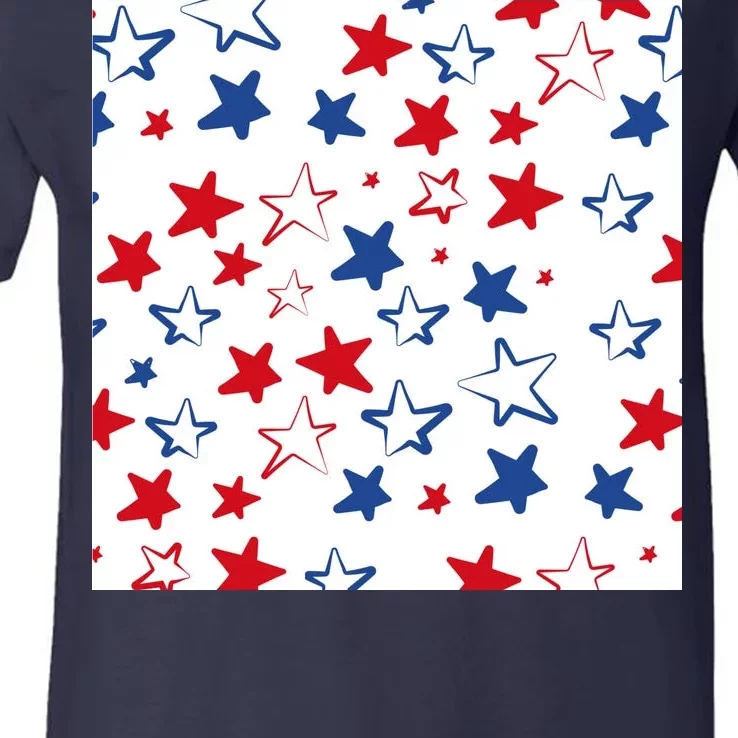 USA Pattern Stars V-Neck T-Shirt