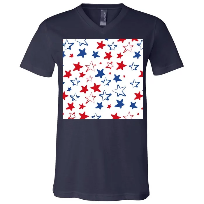 USA Pattern Stars V-Neck T-Shirt