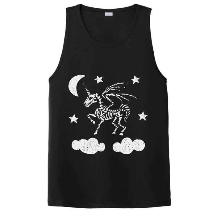 Unicorn Pegasus Skeleton Halloween Moon Stars Performance Tank