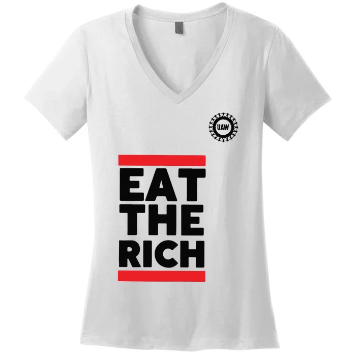 UAW President Shawn Fain Eat The Rich Women's V-Neck T-Shirt