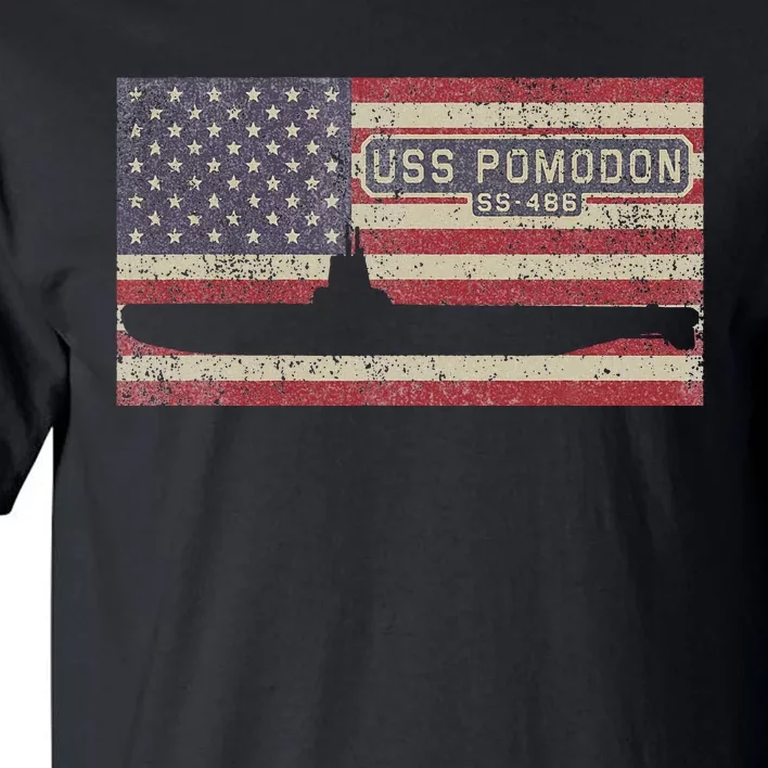 Uss Pomodon Ss486 Submarine Usa American Flag Tall T-Shirt