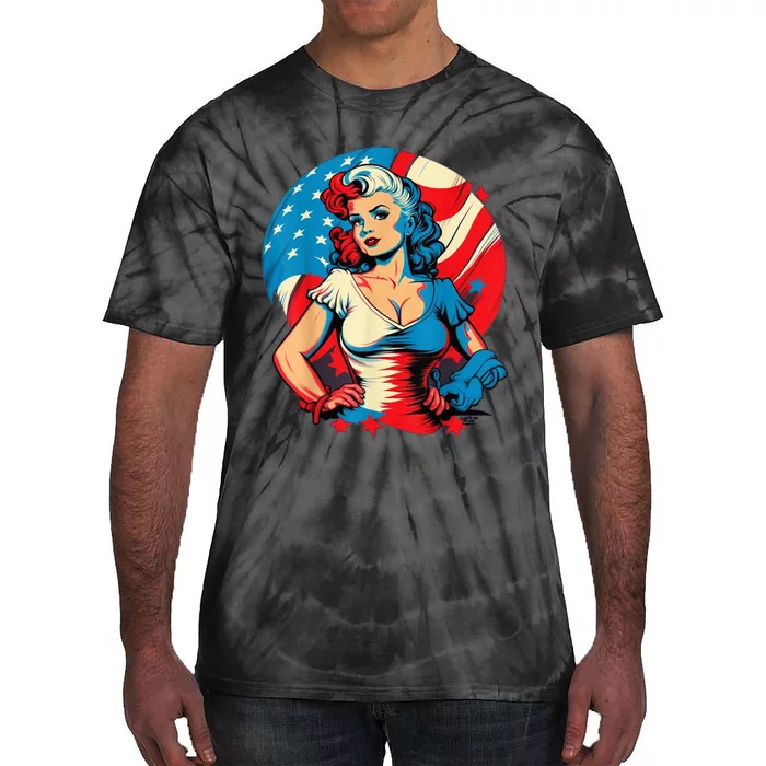 Unleash Patriotic Spirit. Seductive Vintage American Flag Tie-Dye T-Shirt