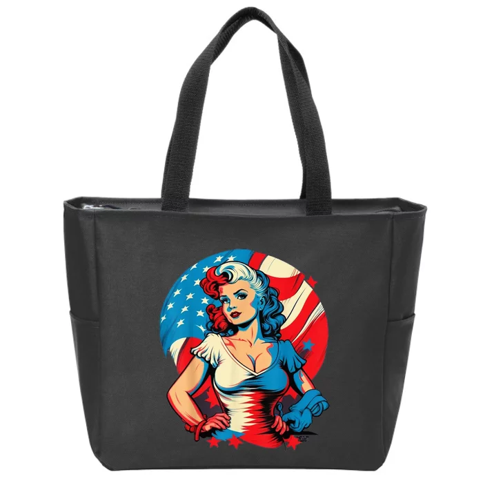 Unleash Patriotic Spirit. Seductive Vintage American Flag Zip Tote Bag