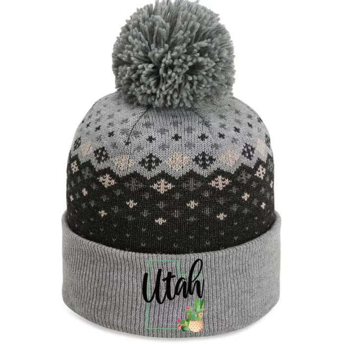 Utah Pride State Map Cactus Vintage Utah The Baniff Cuffed Pom Beanie