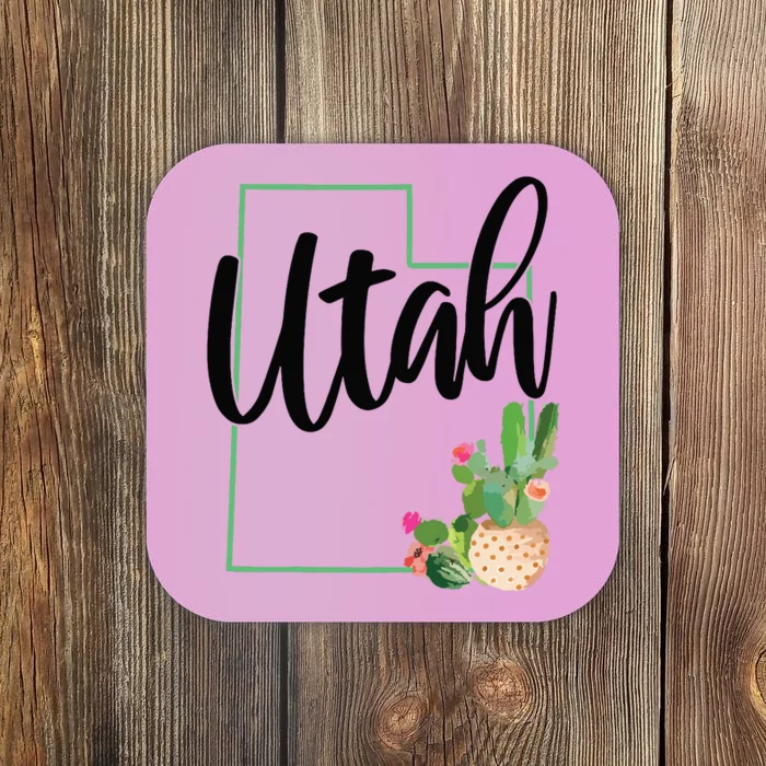 Utah Pride State Map Cactus Vintage Utah Coaster