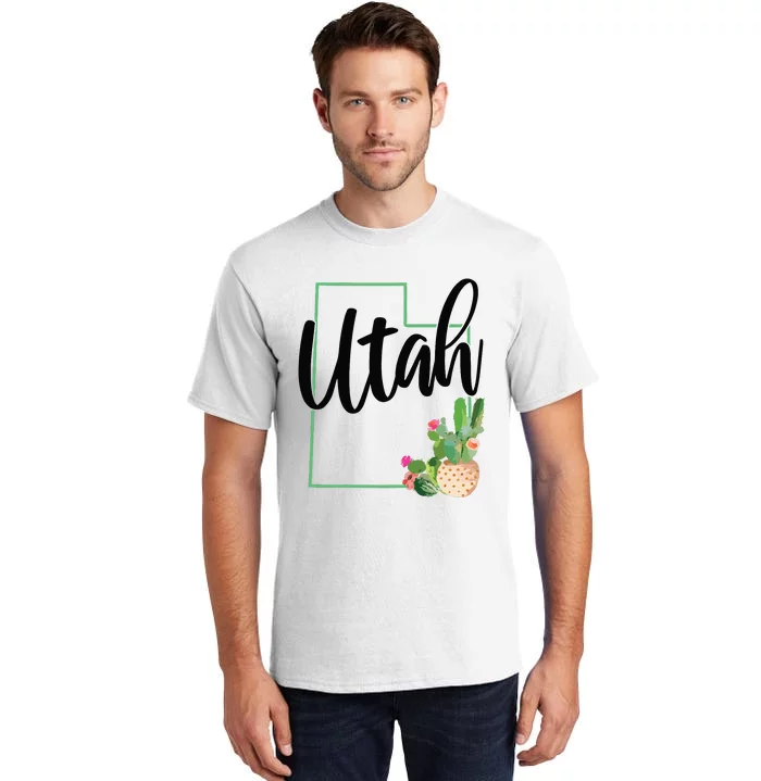 Utah Pride State Map Cactus Vintage Utah Tall T-Shirt