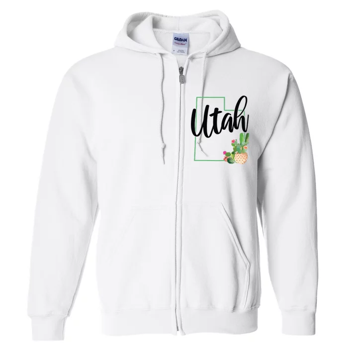 Utah Pride State Map Cactus Vintage Utah Full Zip Hoodie