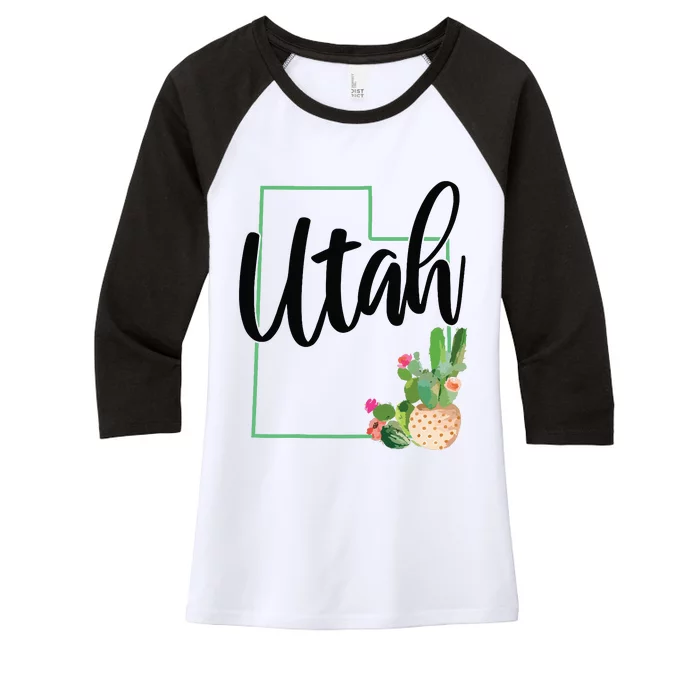 Utah Pride State Map Cactus Vintage Utah Women's Tri-Blend 3/4-Sleeve Raglan Shirt