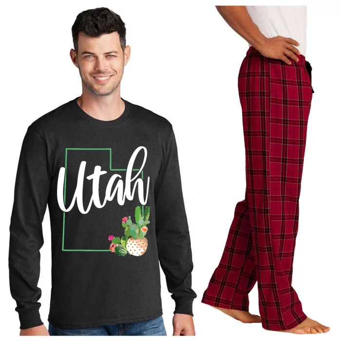 Utah Pride State Map Cactus Long Sleeve Pajama Set