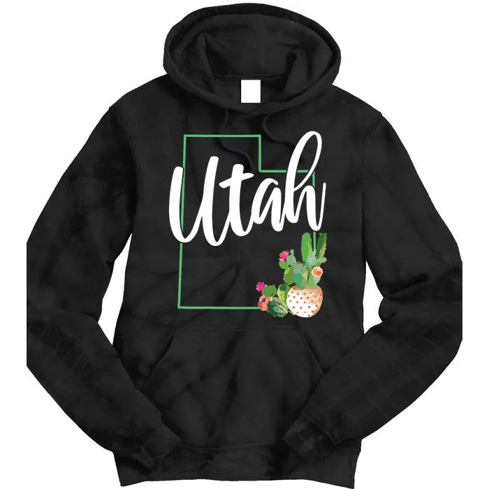 Utah Pride State Map Cactus Tie Dye Hoodie