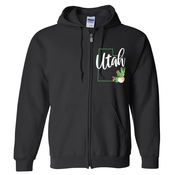 Utah Pride State Map Cactus Full Zip Hoodie