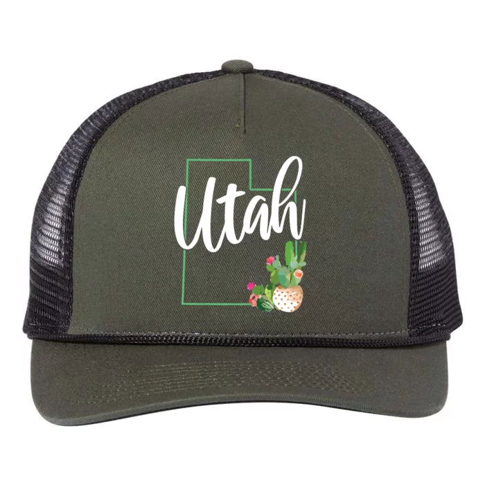 Utah Pride State Map Cactus Retro Rope Trucker Hat Cap