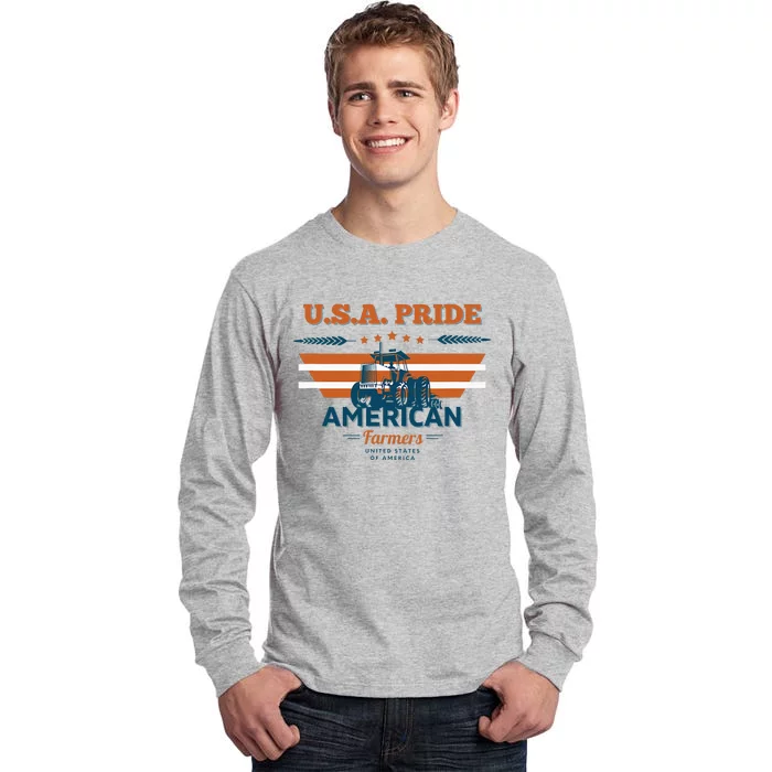 Usa Pride The American Farmers Support Tall Long Sleeve T-Shirt