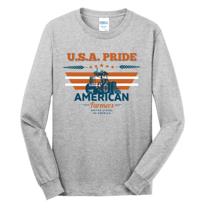 Usa Pride The American Farmers Support Tall Long Sleeve T-Shirt